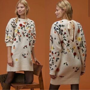 Anthropologie embroidered knit dress